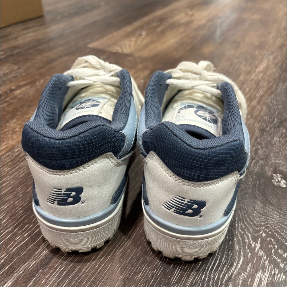 New Balance White and Navy Low-Top Sneakers - Picture 5 of 7